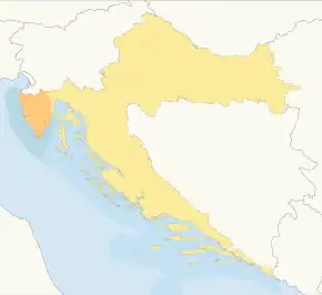 Harta cantonului Istria în cadrul Croației
