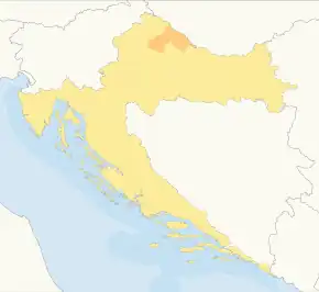 Harta cantonului Koprivnica-Križevci în cadrul Croației
