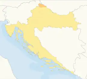 Harta cantonului Međimurje&nbsp; în cadrul Croației