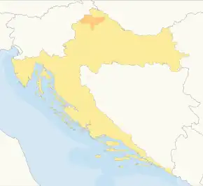 Harta cantonului Varaždin în cadrul Croației