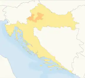 Harta cantonului Zagreb în cadrul Croației