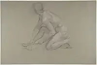 Nud masculin ghemuit la Muzeul Metropolitan de Artă, 1864–74