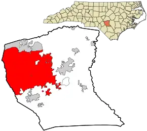 Poziția localității Fayetteville, Carolina de Nord
