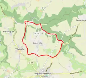 Poziția localității Cuverville