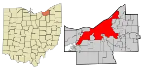 Poziția localității Cleveland, Ohio