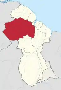 Poziția regiunii Cuyuni-Mazaruni