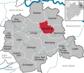 Poziția  Dörentrup pe harta districtului Lippe