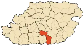 Localizarea districtului în cadrul provinciei