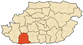 Localizarea districtului în cadrul provinciei