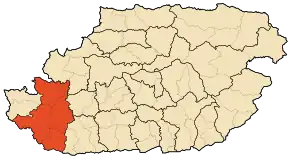 Localizarea districtului în cadrul provinciei