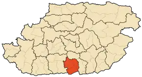 Localizarea districtului în cadrul provinciei