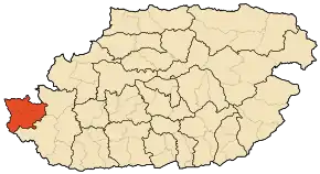 Localizarea districtului în cadrul provinciei