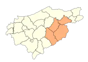 Localizarea districtului în cadrul provinciei