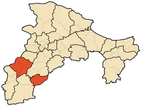 Localizarea districtului în cadrul provinciei