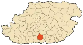 Localizarea comunei în cadrul provinciei