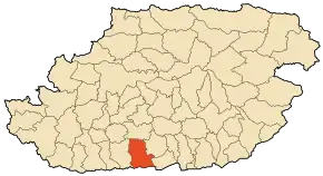 Localizarea comunei în cadrul provinciei