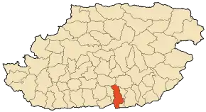 Localizarea comunei în cadrul provinciei