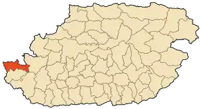 Localizarea comunei în cadrul provinciei