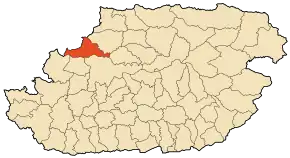 Localizarea comunei în cadrul provinciei