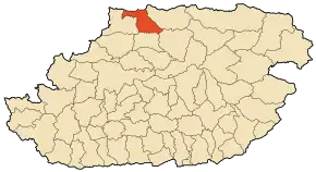 Localizarea comunei în cadrul provinciei