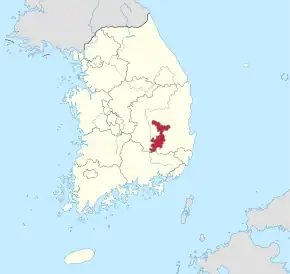 Poziția localității Daegu