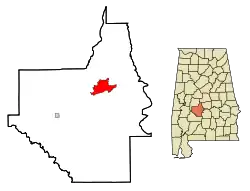 Location in Dallas County and the state of Alabama
