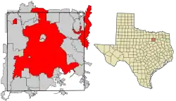 Location in Dallas County and the state of Texas