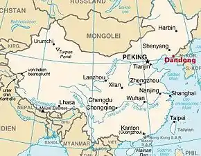 Poziția localității Dandong