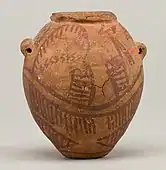 Vas decorat cu două bărci; 4400-3800 î.Hr.; ceramică pictată; Muzeul Metropolitan de Artă (New York City)