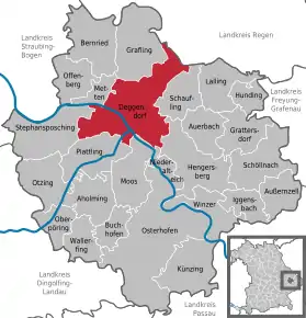 Poziția orașului Deggendorf pe harta districtului Deggendorf