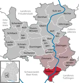 Poziția  Deißlingen pe harta districtului Rottweil