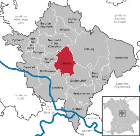 Poziția localității Deining