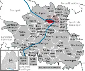 Poziția  Deizisau pe harta districtului Esslingen