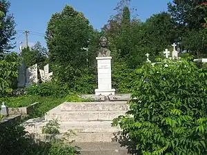 Mormântul acad. Dimitrie Mangeron în cimitirul Mănăstirii Podgoria Copou