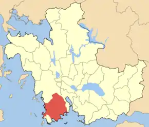 Poziția localității Oiniades