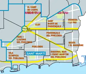 Carte du district de Sant Martí