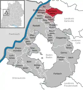 Poziția  Durmersheim pe harta districtului Rastatt