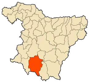 Localizarea comunei în cadrul provinciei