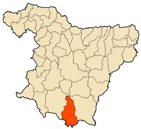 Localizarea comunei în cadrul provinciei