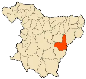 Localizarea comunei în cadrul provinciei