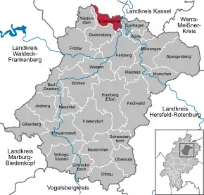 Poziția localității Edermünde