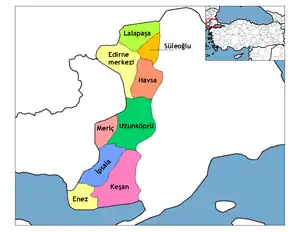 Localizarea districtului Uzunköprü în Turcia
