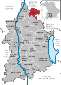 Poziția localității Egling a. d. Paar