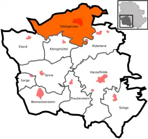 Poziția localității Elbingerode