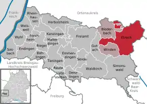 Poziția localității Elzach