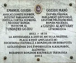 Placă comemorativă țn Budapesta