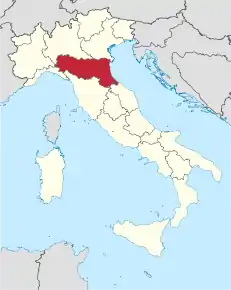 Poziția regiunii Regione Emilia-Romagna