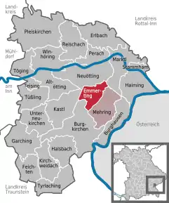 Poziția localității Emmerting