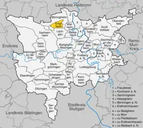 Poziția localității Erligheim