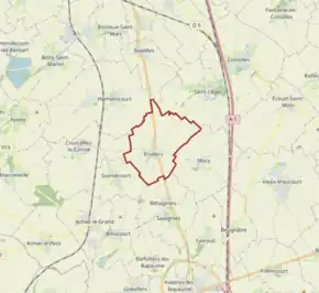 Poziția localității Ervillers